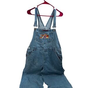 Pooh Denim Overalls Large Blue Embroidered Winnie the Pooh Vintage Womens